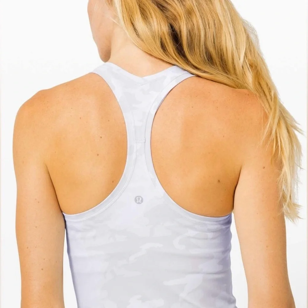 Lululemon Cool Racerback White Camo Women's Tank in size 10 - Picture 3 of 15